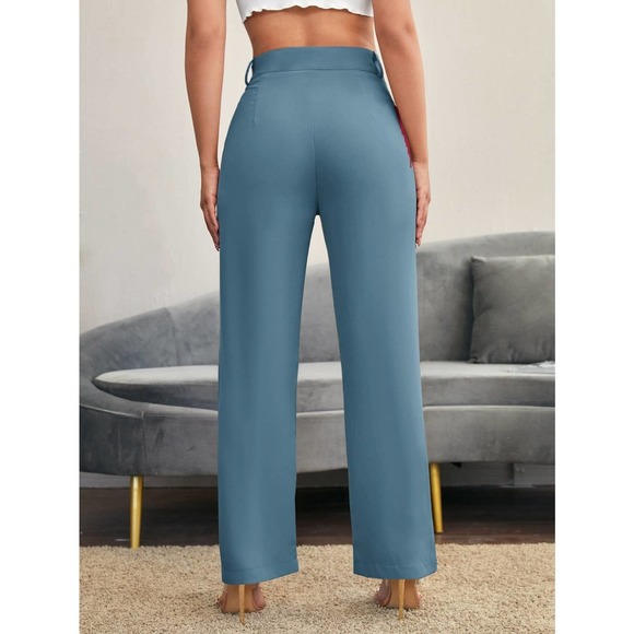 minimalist Solid Straight Leg Pants business casual black - Picture 11 of 13